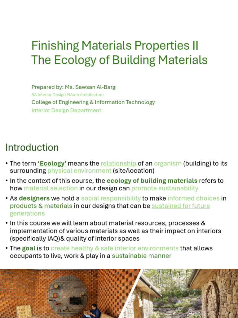 Sustainable Building Materials Overview | PDF | Green Building ...