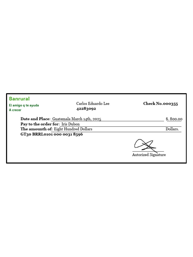 Banrural Check Transactions Summary | PDF