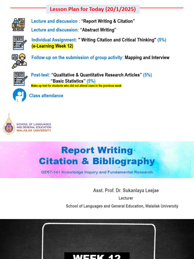 12th week-Scientific report and citation_for student | PDF | Citation ...