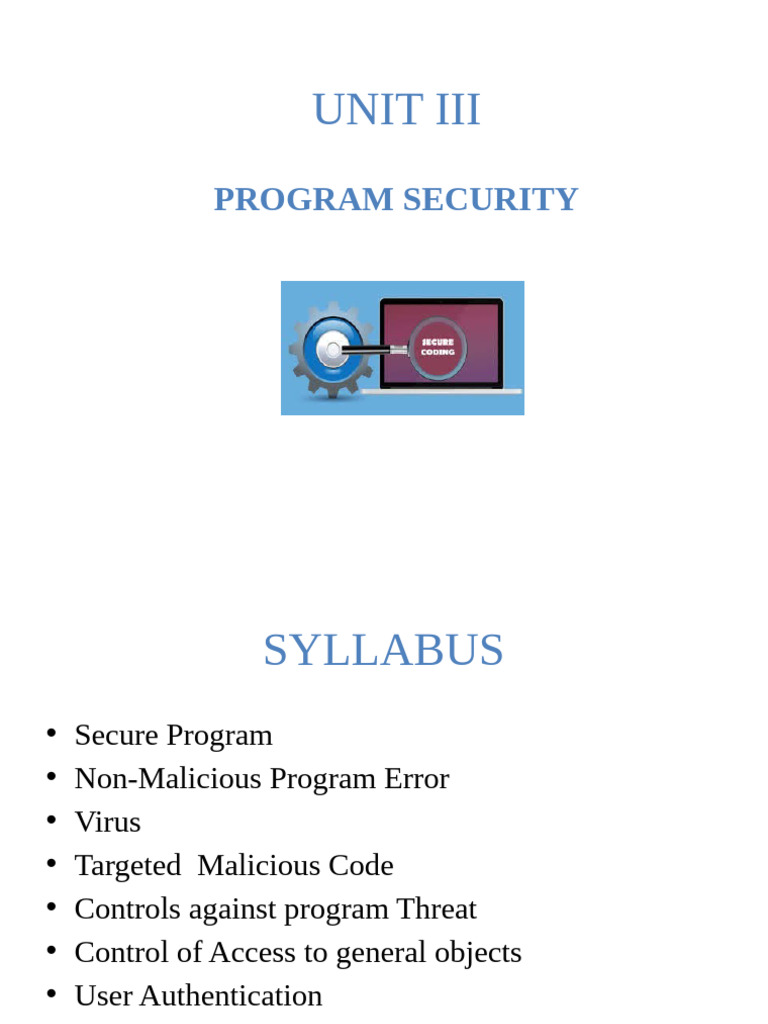 UNIT III Secured Program | PDF | Security | Computer Security