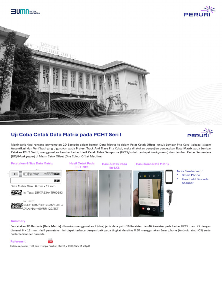 Uji Coba Cetak Data Matrix Pita Cukai | PDF