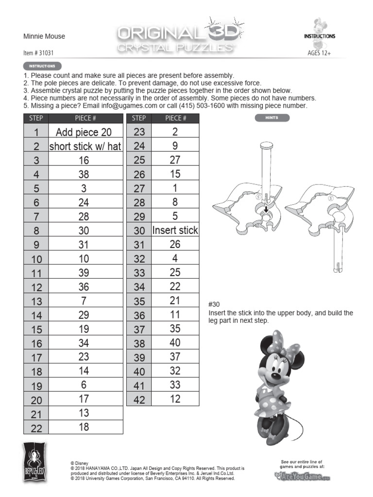 Minnie Mouse 3D Crystal Puzzle Guide | PDF | Characters Created | The ...
