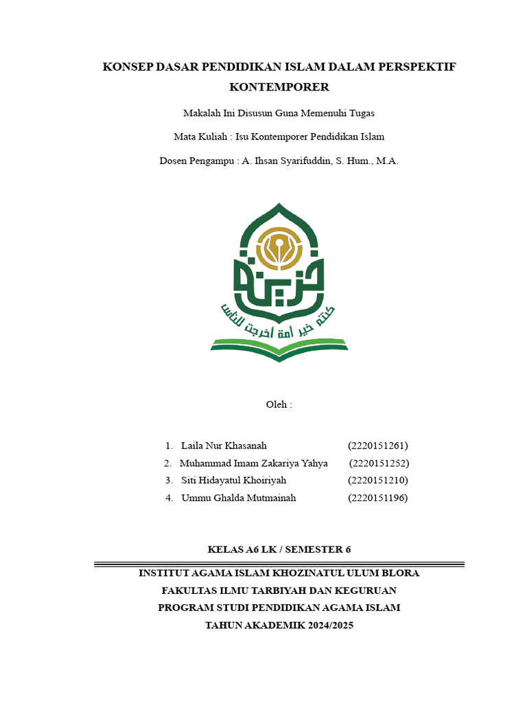 Pendidikan Islam Kontemporer: Konsep Dasar | PDF
