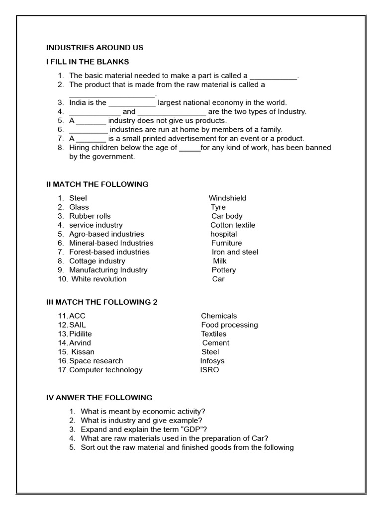 Understanding Industries and Their Importance | PDF | Textiles | Economies