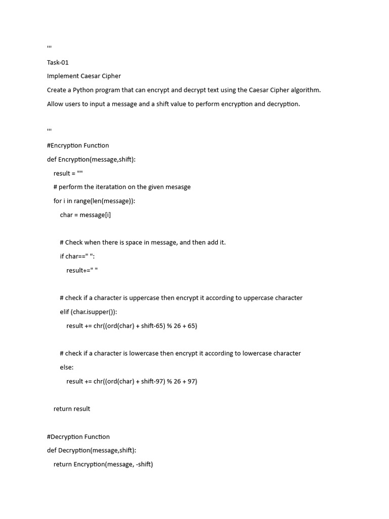 Python Caesar Cipher Program | PDF