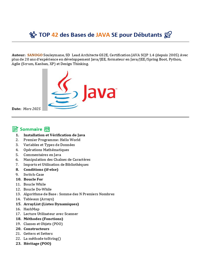 Bases de JAVA SE | PDF | Java (Langage de programmation) | Interface ...
