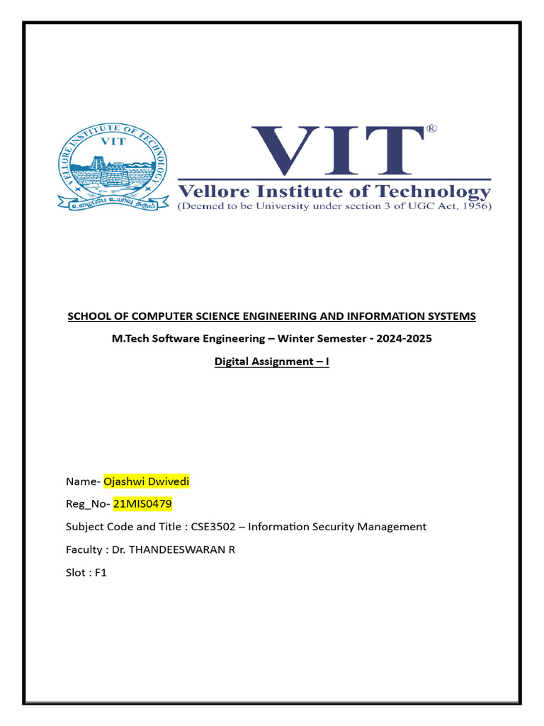 21mis0479 Ism Theory Da1 | PDF | Security | Computer Security