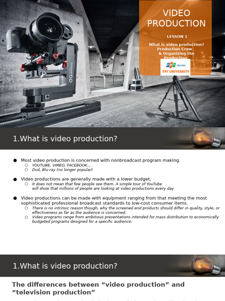 Bản Sao Của Lesson 01 VIDEO PRODUCTION - What is Video Production | PDF ...
