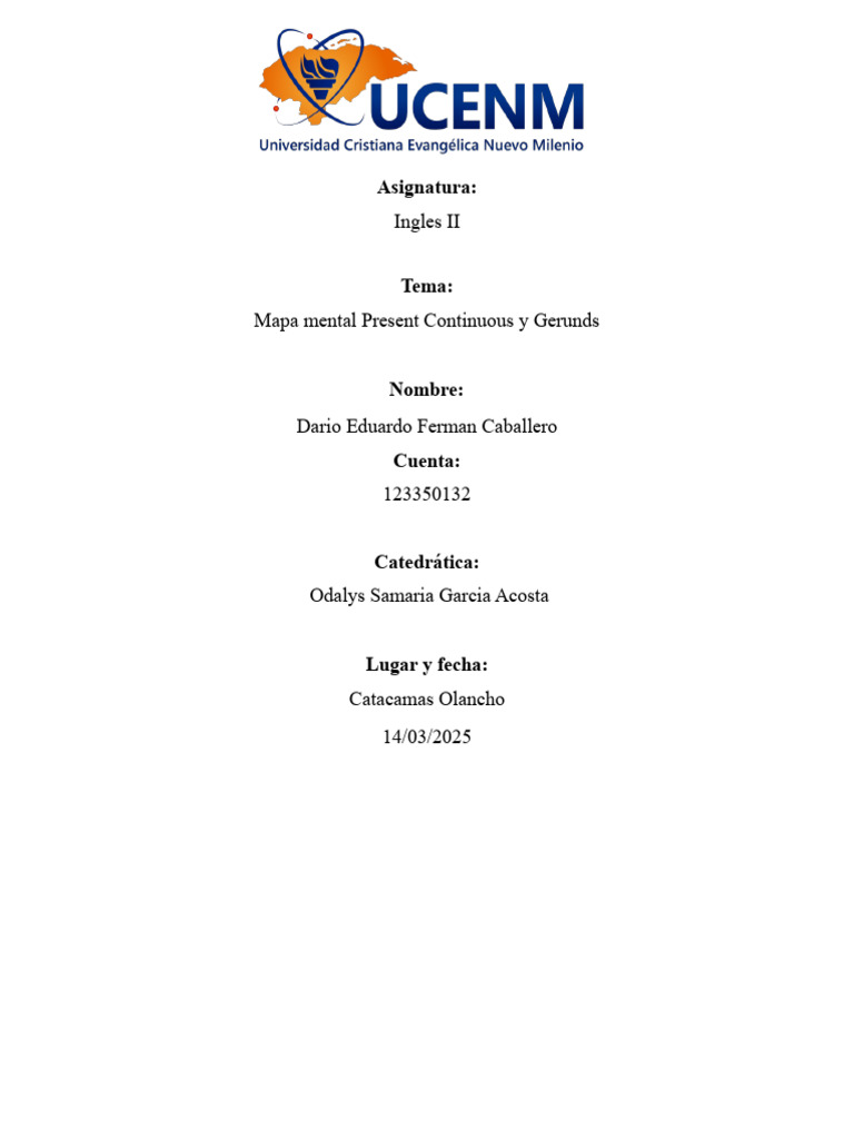 Mapa Mental del Present Continuous | PDF