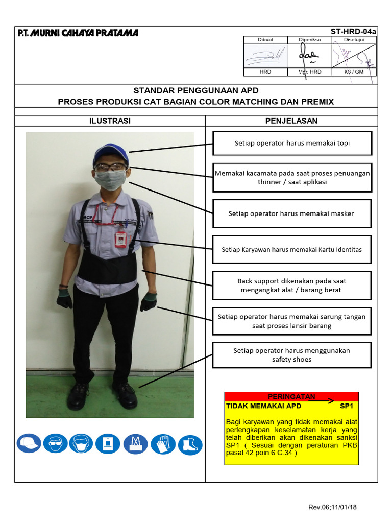 Standar Penggunaan APD di Produksi Cat | PDF