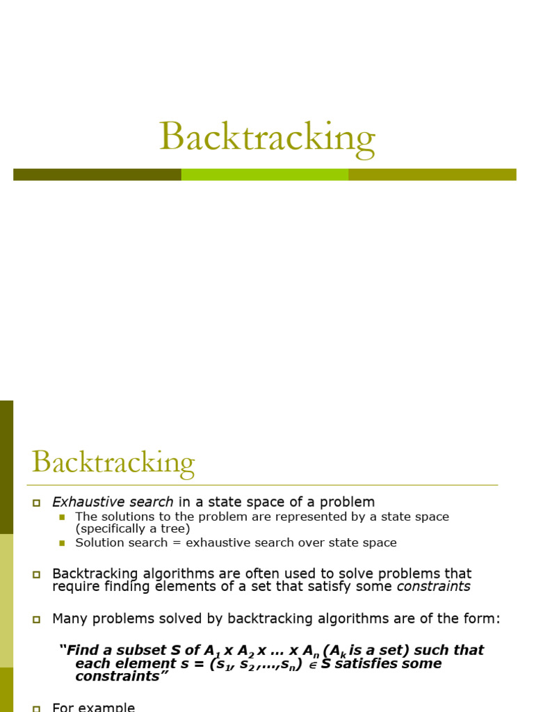 7 Backtracking | PDF | Mathematical Logic | Computer Programming