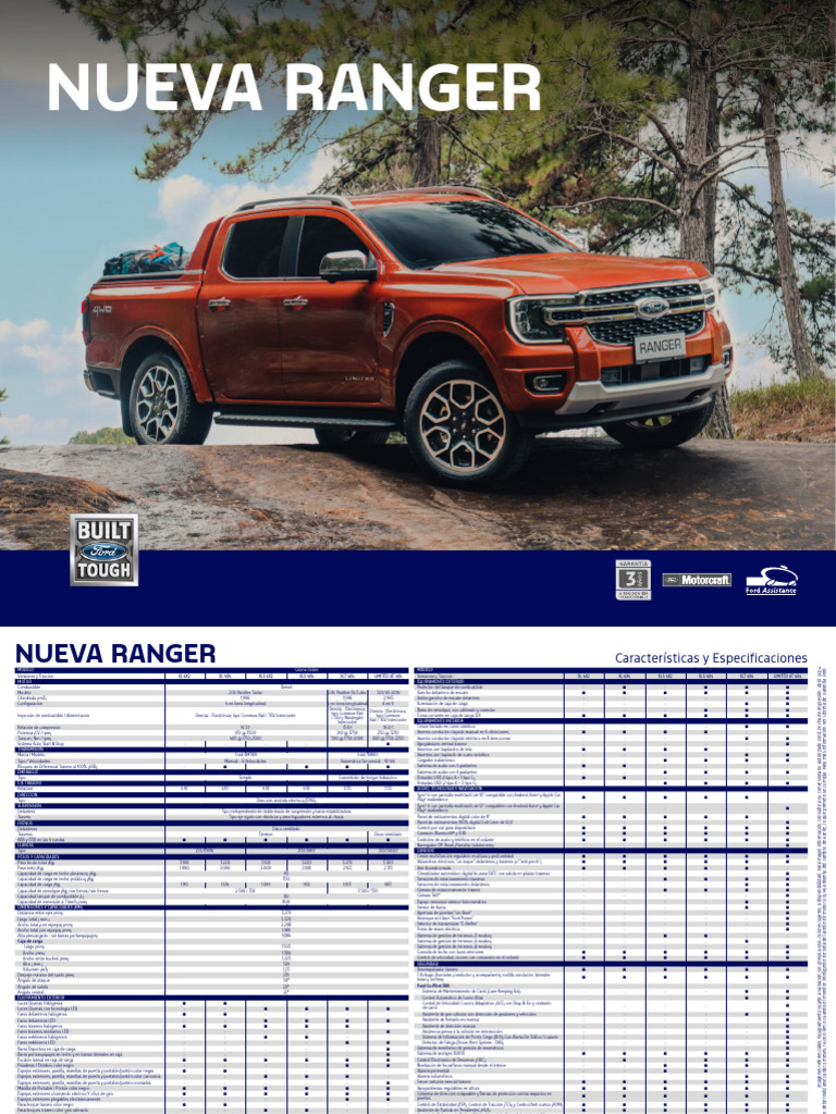 Ficha Técnica Ford Ranger 2024 | PDF | Tracción en las cuatro ruedas ...