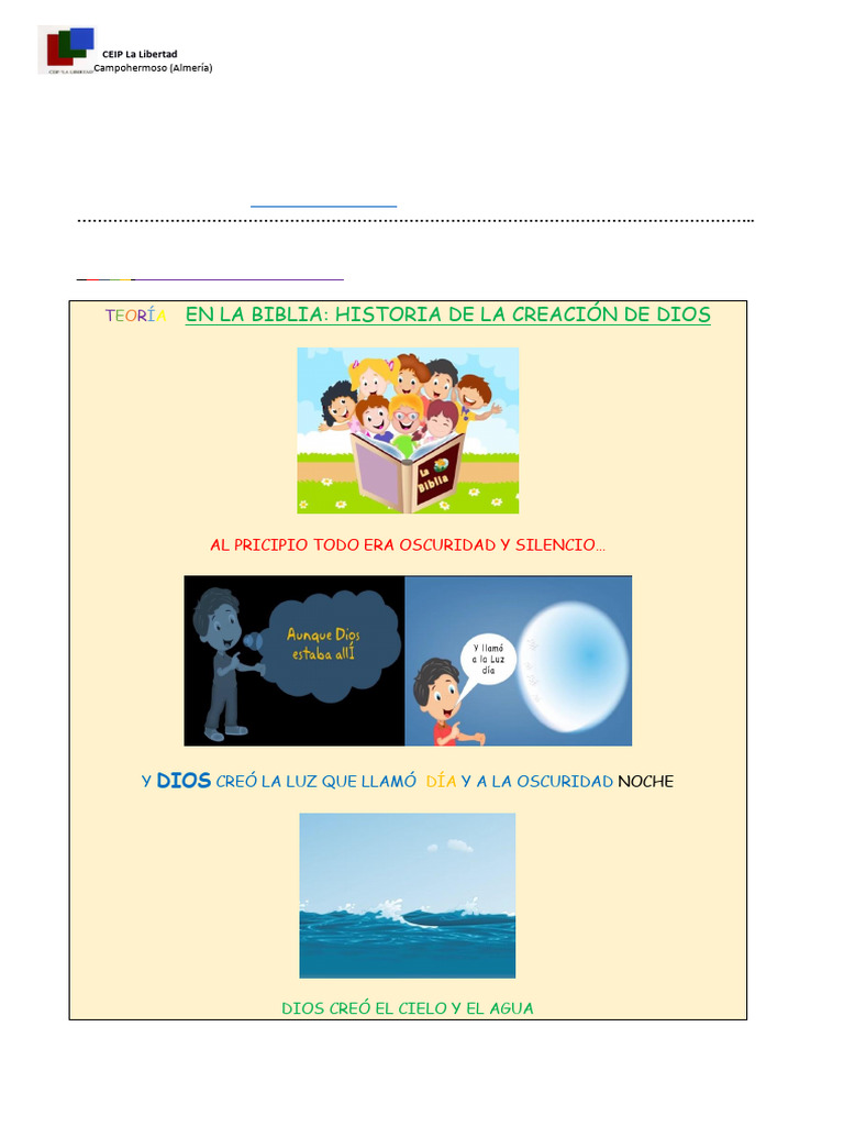 La Creación de Dios para Niños | PDF | Creencia religiosa y doctrina
