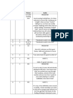 Shooting Script: Shot Camera Picture Audio