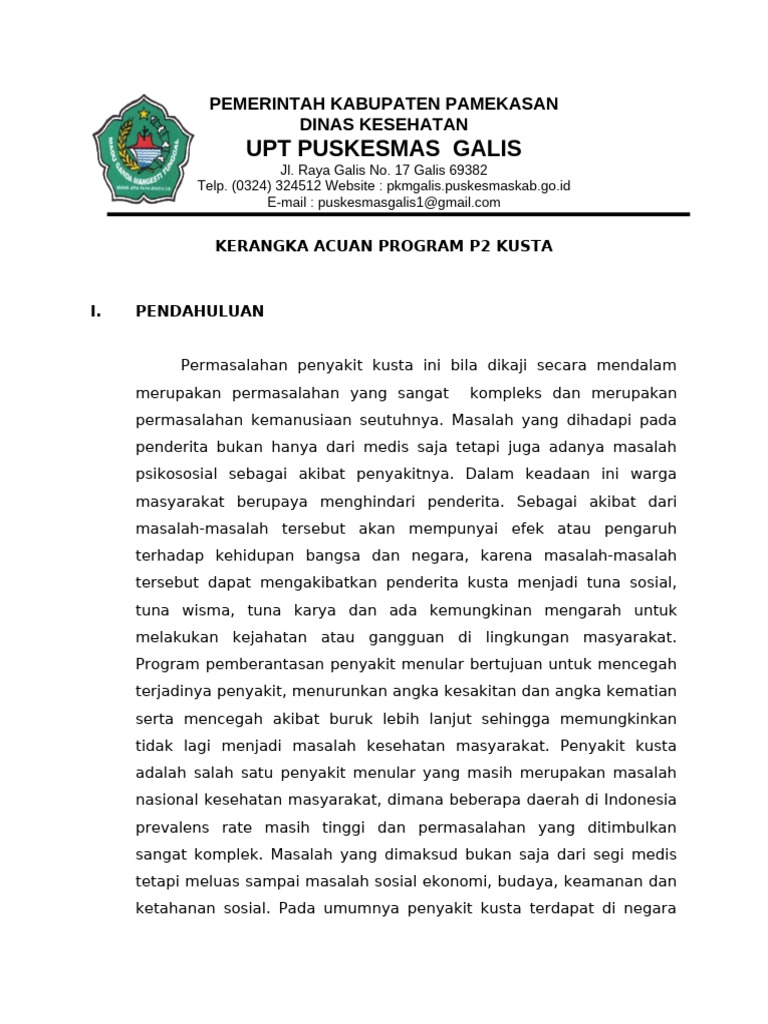 Program P2 Kusta di Puskesmas Galis | PDF