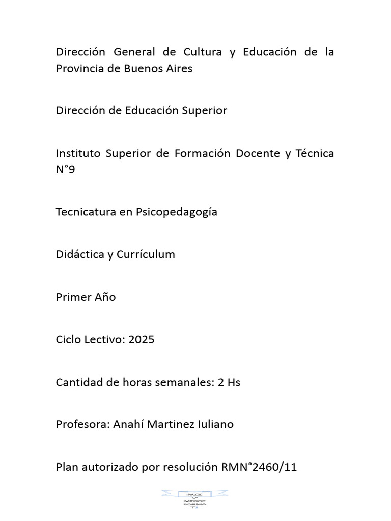 Didáctica y Currículum en Psicopedagogía | PDF | Plan de estudios ...