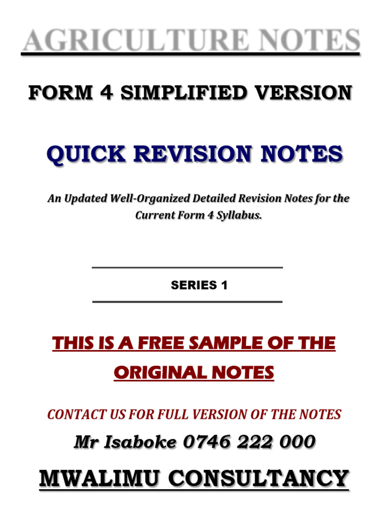 F4 Agric Simplified Notes SP | PDF | Lactation | Milk