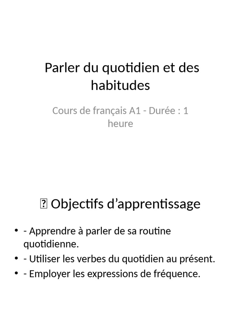 Parler de sa routine quotidienne | PDF