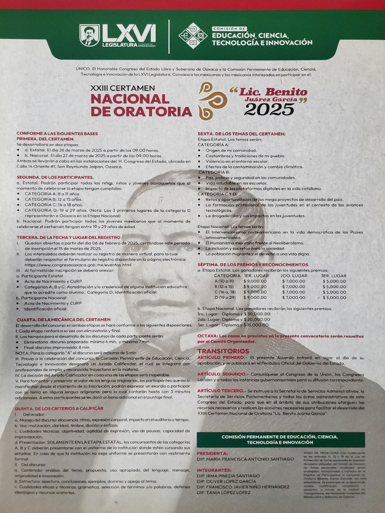 Concurso Nacional de Oratoria 2025 | PDF
