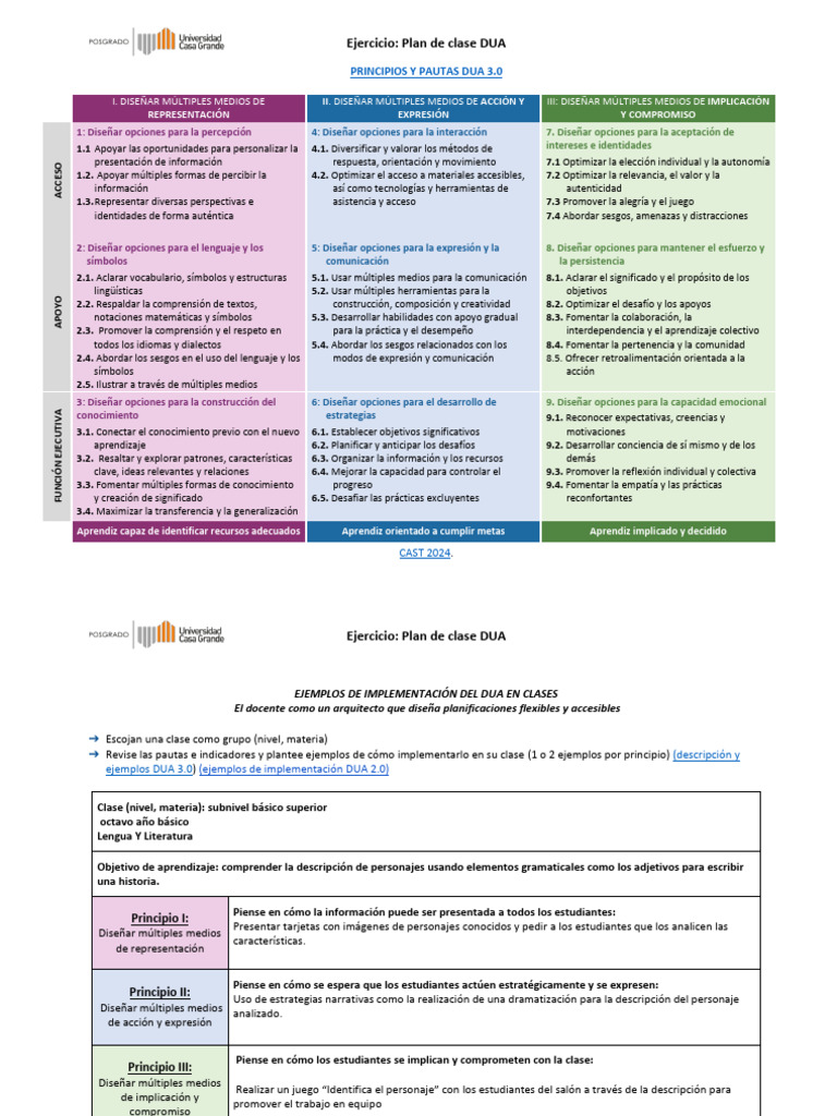 Plan de Clase DUA 2025 | PDF | Psicología cognitiva | Conceptos ...