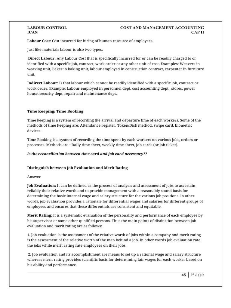 Labour Control and Cost Management | PDF | Piece Work | Labour Economics