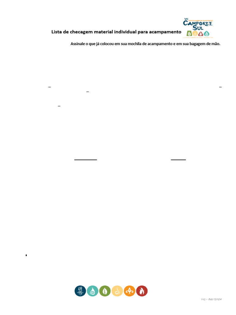 Checklist de Materiais para Acampamento | PDF | Roupas