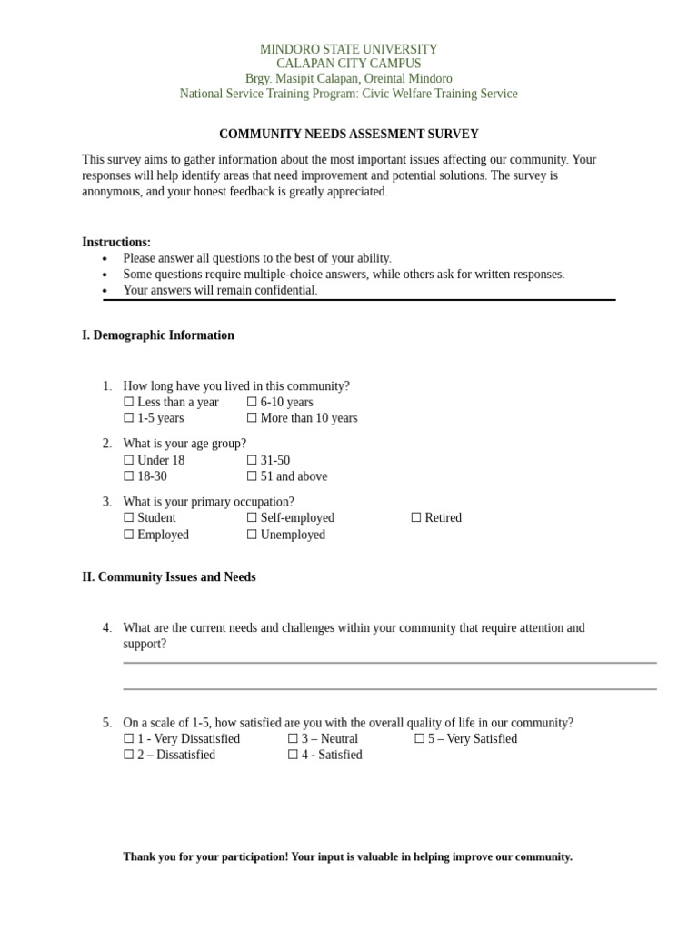 Community Needs Assessment Survey Results | PDF | Waste Management ...