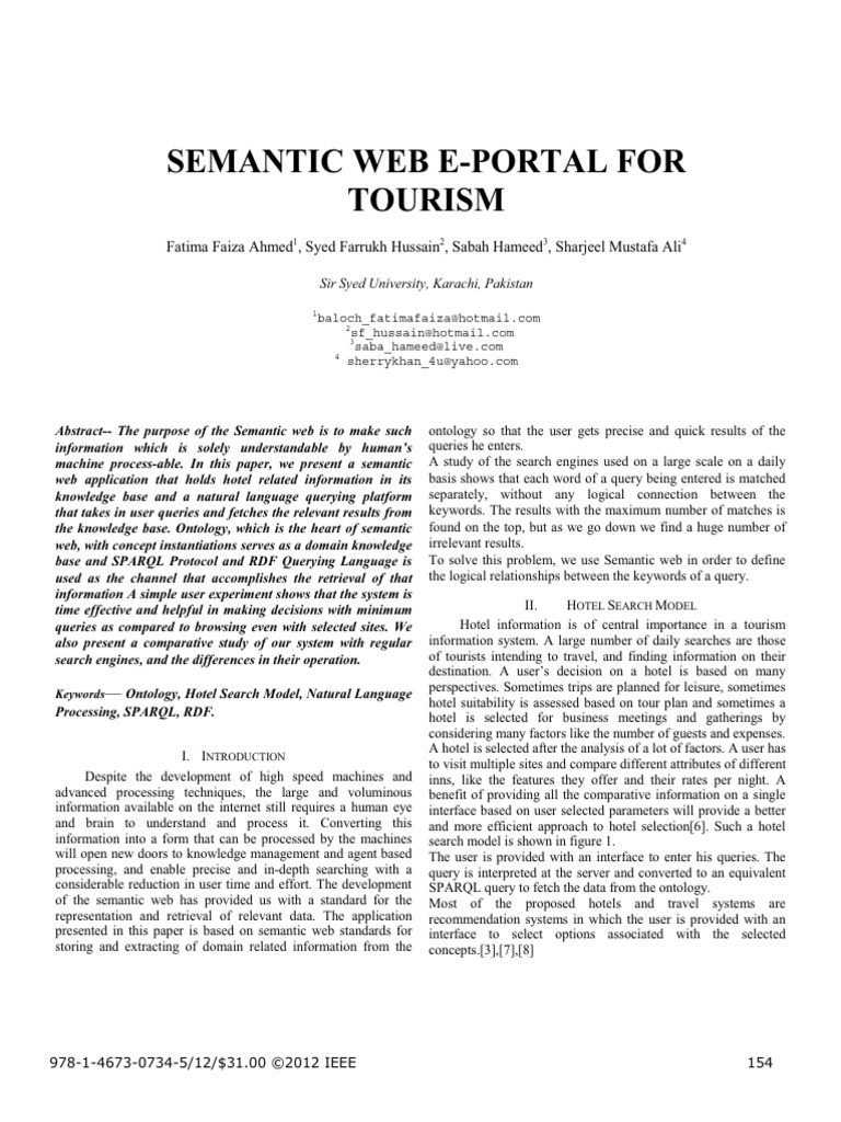 Semantic Web E-Portal for Hotels | PDF | Semantic Web | Information ...
