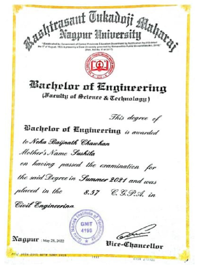 Degree+Transcript Neha Chawhan | PDF