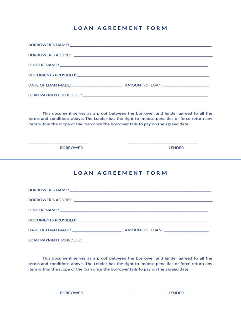 Loan Agreement Form | PDF