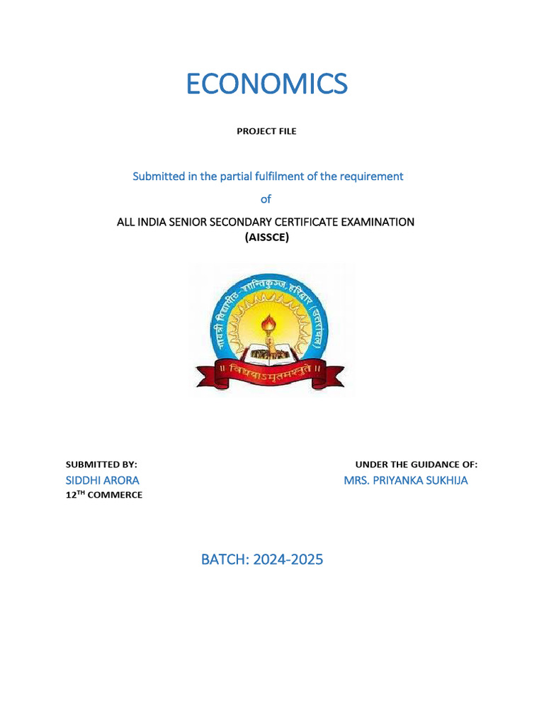 Economics Project by Siddhi Arora | PDF
