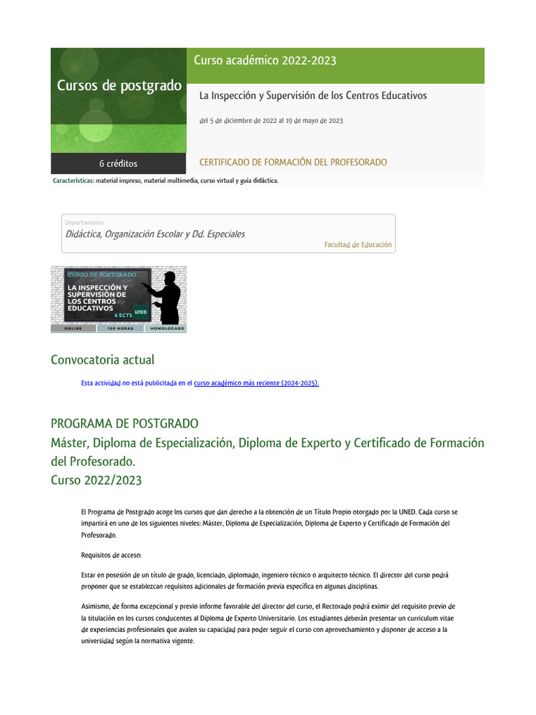 Curso de Inspección Educativa 2022-2023 | PDF | Maestros | Diploma