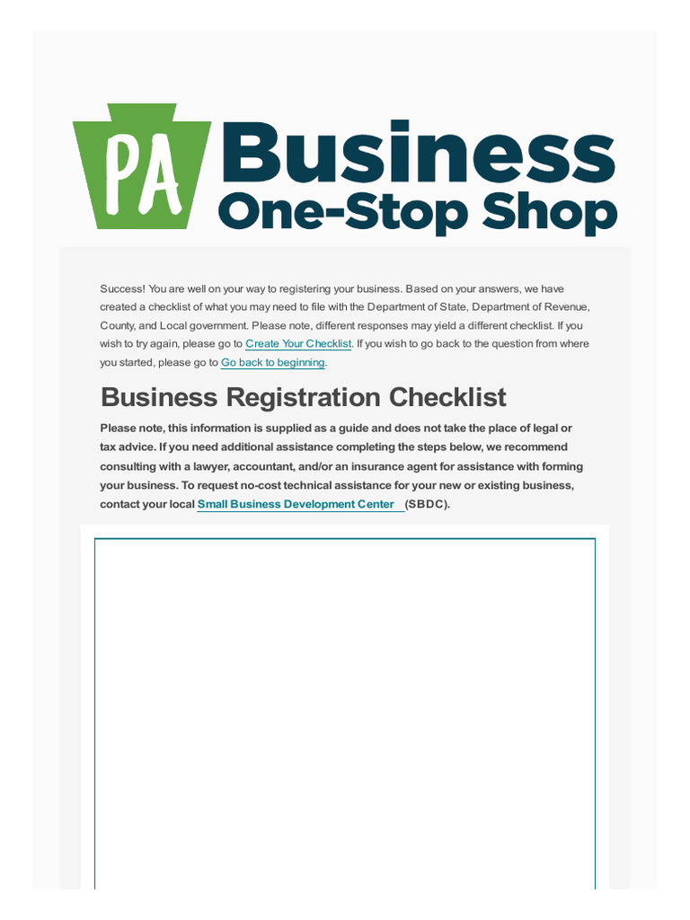 Business Registration Checklist: Create Your Checklist Go Back To ...