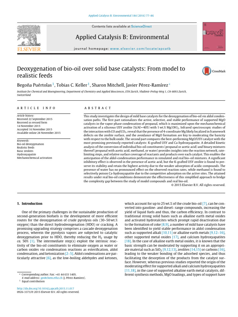 Deoxygenation of Bio-Oil Over Solid Base Catalysts From Model To ...