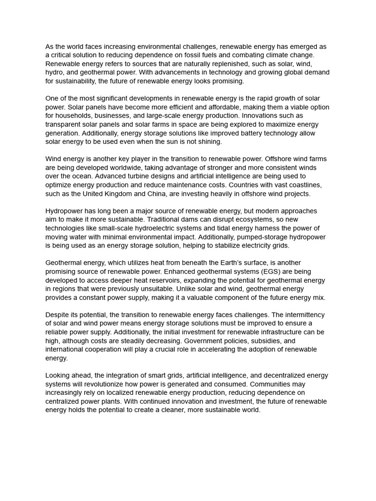 Renewable Energy: A Sustainable Future | PDF | Energy Development ...