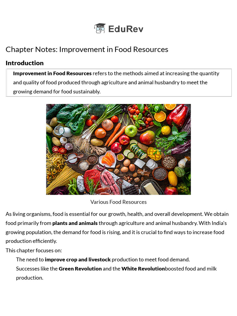Enhancing Food Resources Sustainably | PDF | Agriculture | Foods