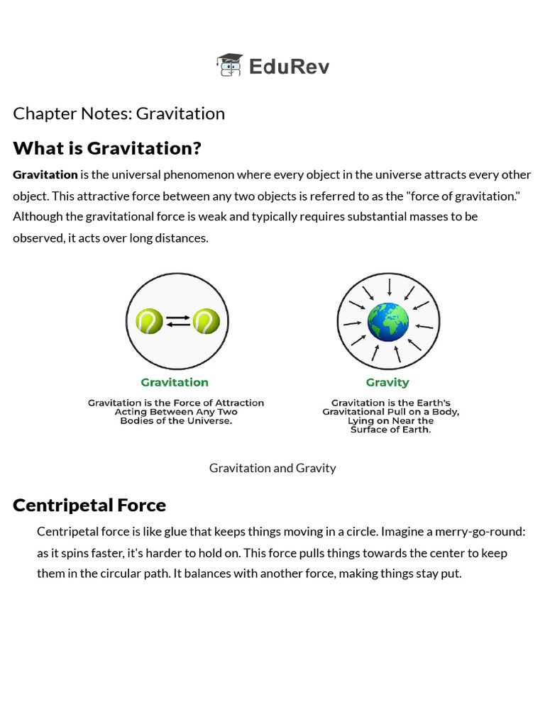 Class 9 Gravitation Chapter Notes | PDF | Buoyancy | Weight