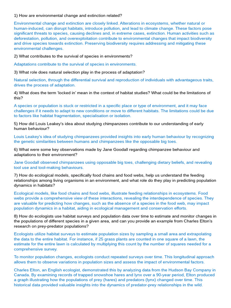 Environmental Change and Species Survival | PDF | Ecology | Endangered ...