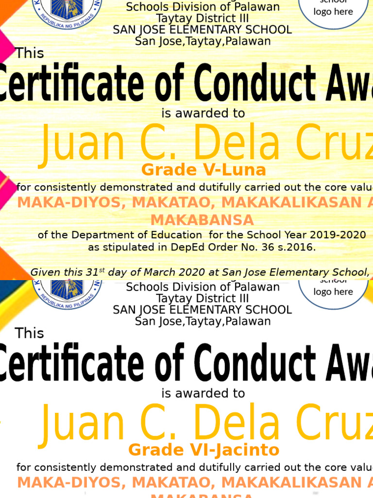 Certificate of Conduct Award | PDF