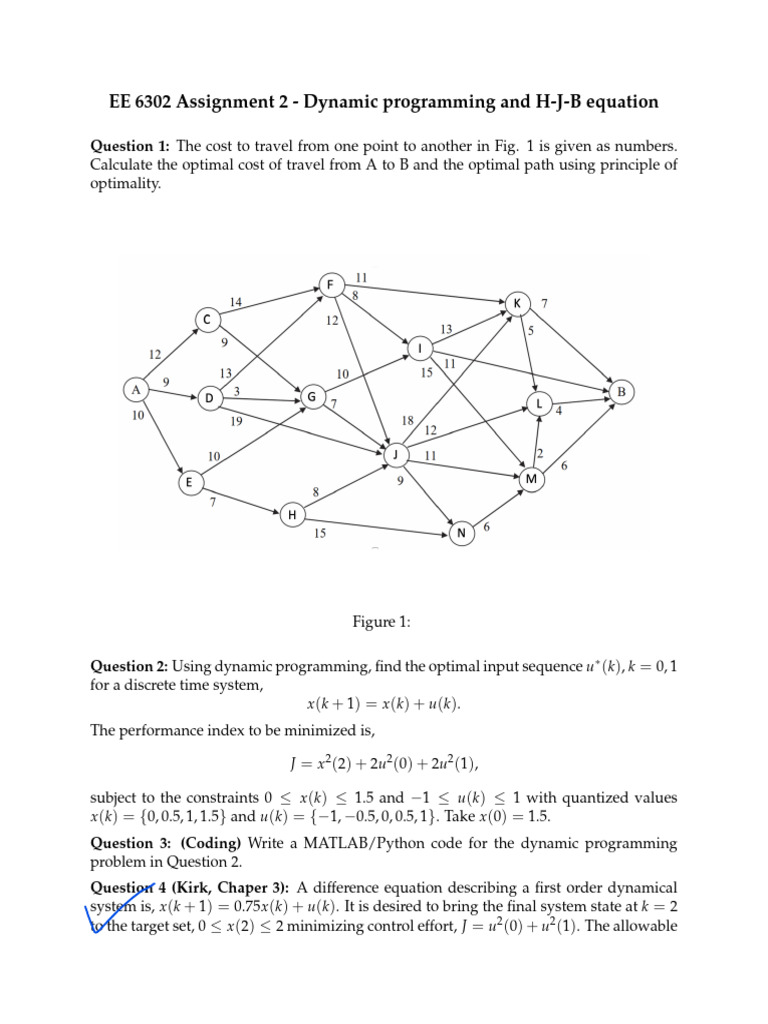 Assignment2 - EE6302 1 | PDF | Optimal Control | Dynamic Programming