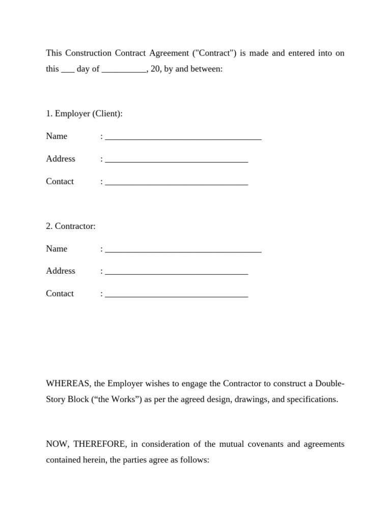 Construction Contract for Double-Story Block | PDF | Safety | Legal ...