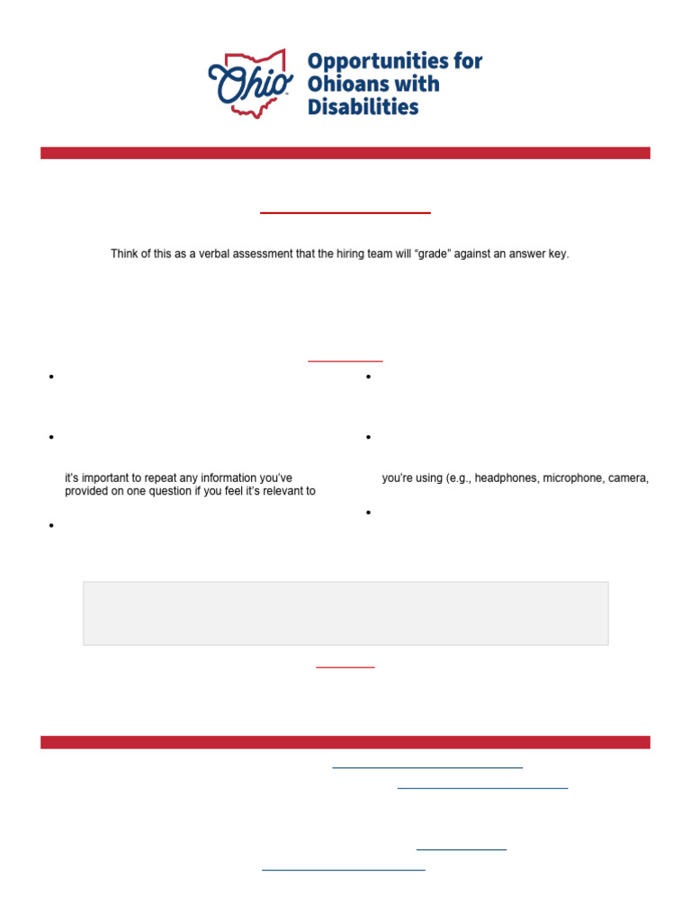 Ohio Disability Employment Interview Guide | PDF
