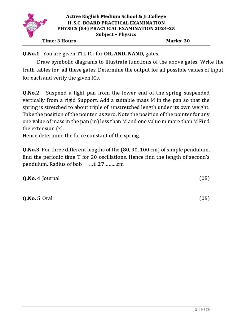 HSC Physics Practical Exam 2025 Guide | PDF | Pendulum | Electrical ...