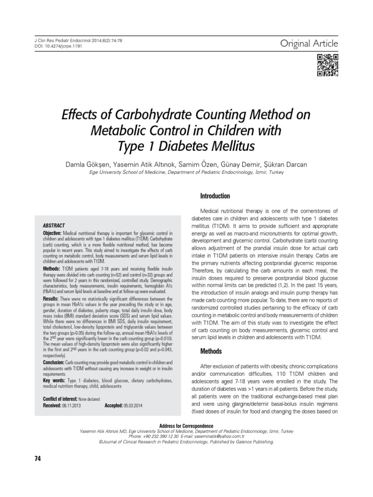 Effects of Carbohydrate Counting Method On | PDF | Glycated Hemoglobin ... - Carbohydrate Counting And Glucose Variability