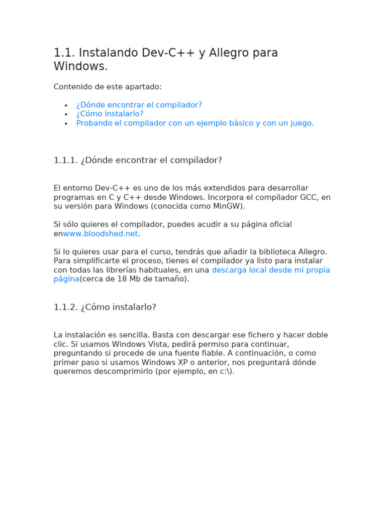 Instalar Dev-C++ y Allegro en Windows | PDF | Archivo de computadora ...