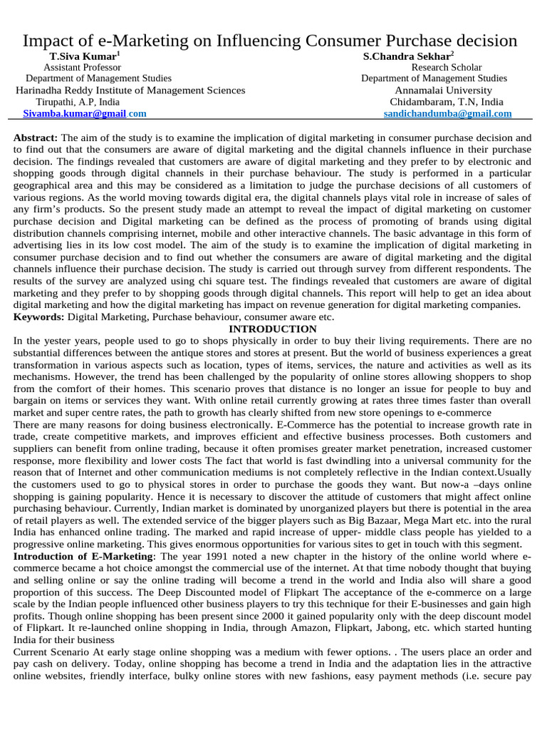 e-Marketing's Influence on Consumer Purchases | PDF | Online Shopping ...