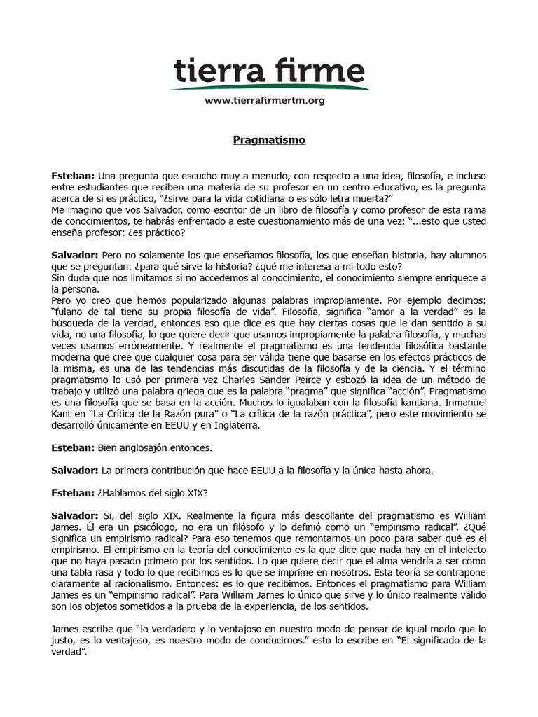 Pragmatismo: Filosofía y Utilidad Cotidiana | PDF | Verdad | Pragmatismo