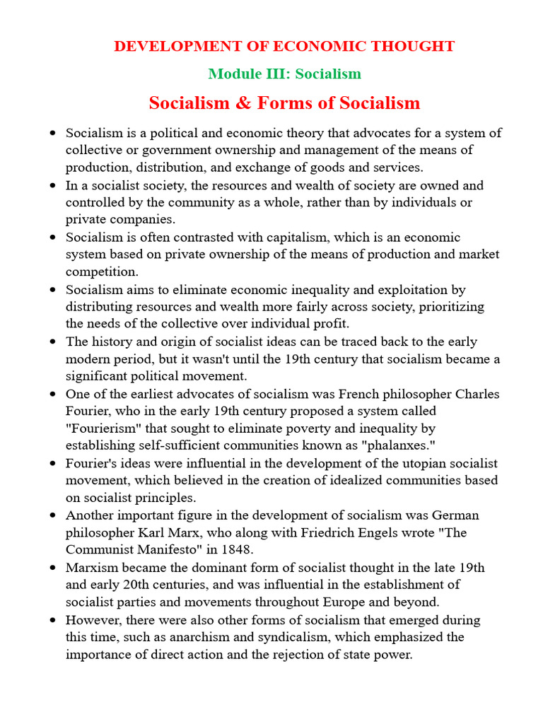 Overview of Socialism and Its Forms | PDF | Socialism | Value (Economics)