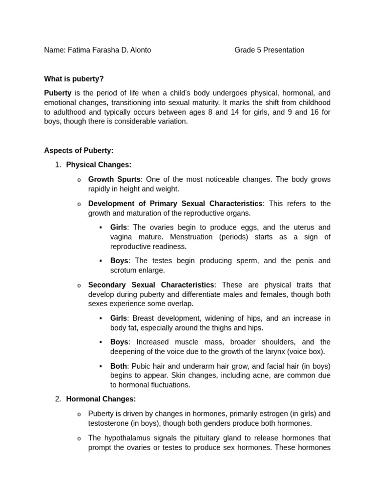 Understanding Puberty and Its Changes | PDF | Puberty | Adolescence