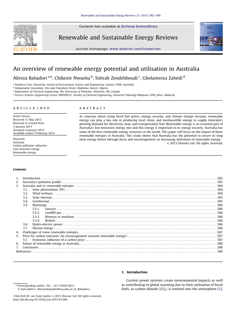 Renewable Energy in Australia Overview | PDF | Renewable Energy ...